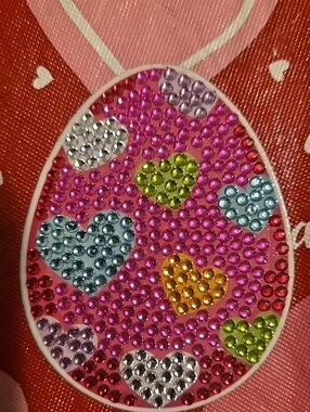 Handmade Pink Jeweled Heart Egg Magnet Accent